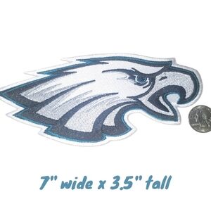Large Philadelphia Eagles Embroidered Patch - White and Gray 7"